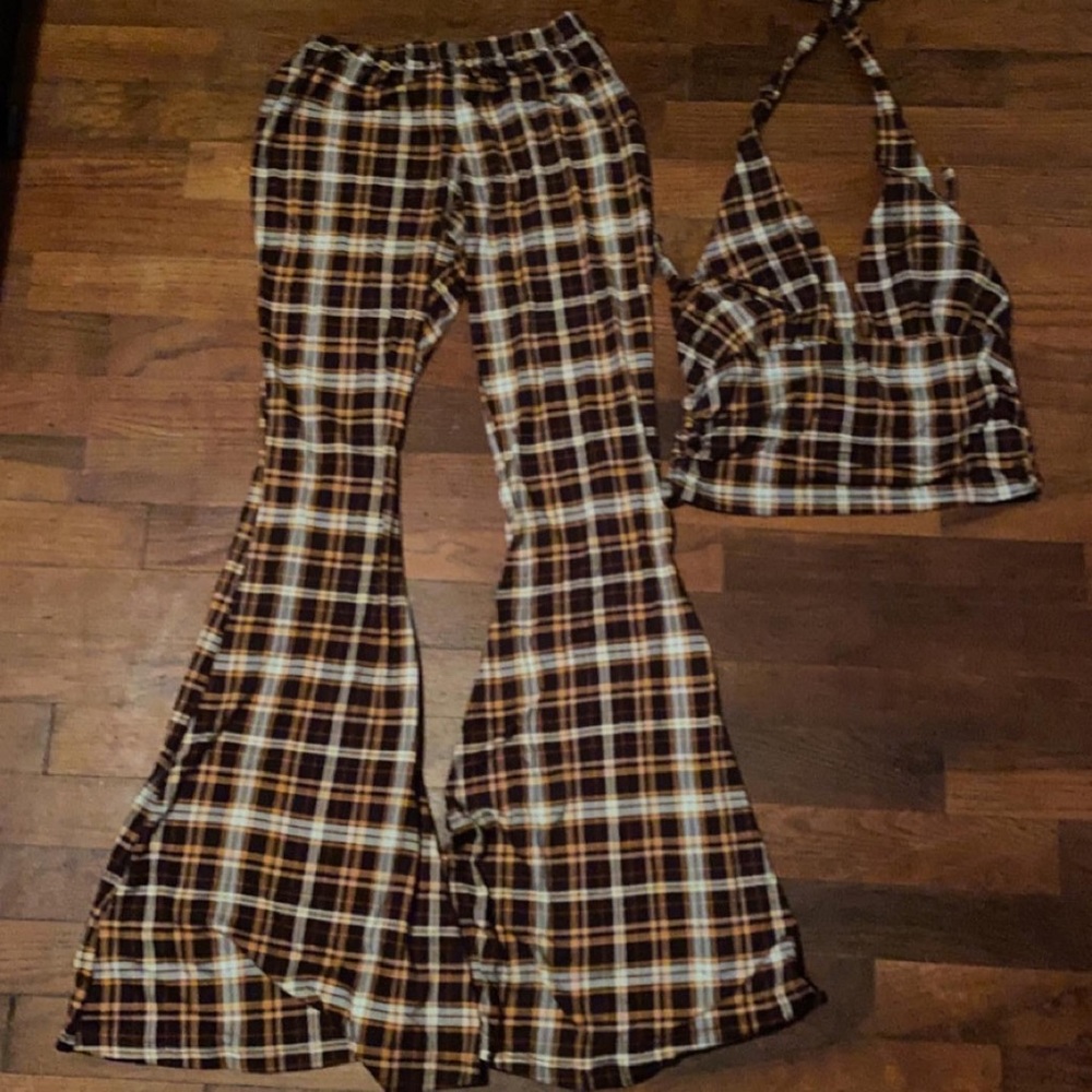 Plaid 2 piece halter set